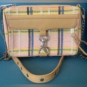 Rebecca Minkoff M.A.C. Crossbody/Shoulder Bag Tweed Leather Trim Chain Strap